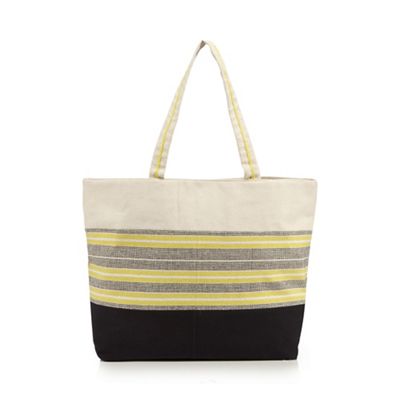 Yellow striped shopper bag